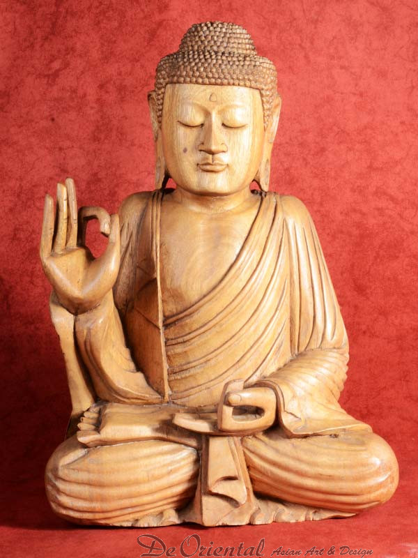 Boeddha Vitakarka gesneden uit een stuk grenen hout | De Oriental