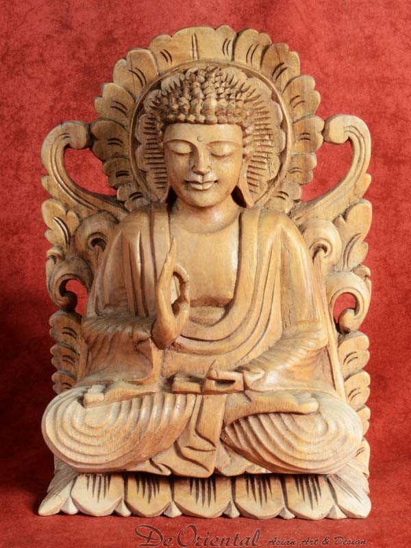 mei Lounge kapperszaak Houtsnijwerk van Boeddha in Vitakarka mudra | De Oriental