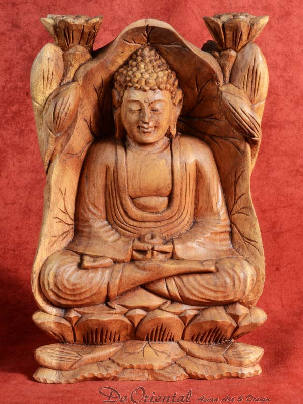 Peregrination Ambtenaren schotel Houtsnijwerk van Boeddha in Dhynana Mudra | De Oriental