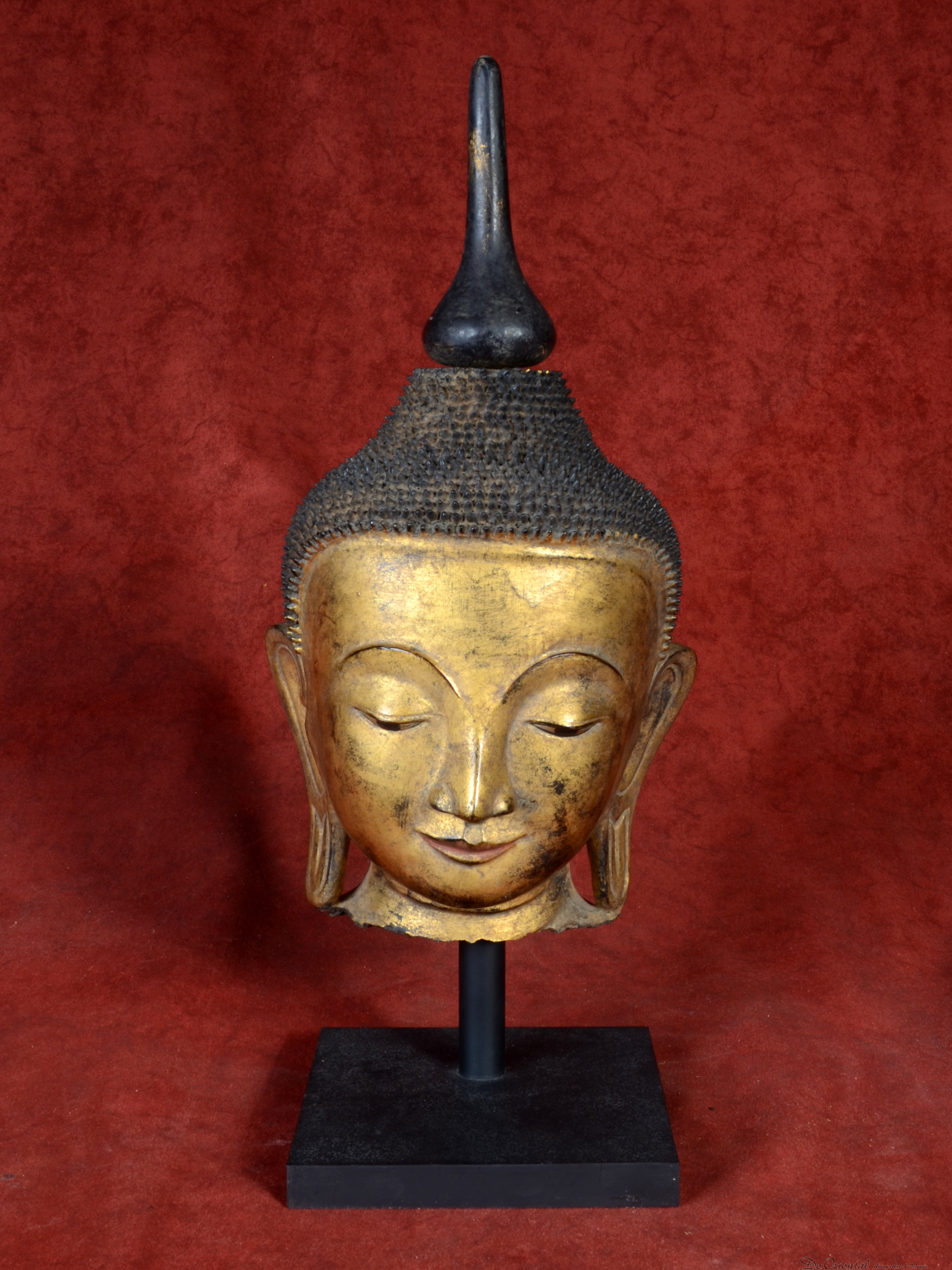 Bek vloeistof Leger Boeddha hoofd vezelgemeng deels verguld | De Oriental